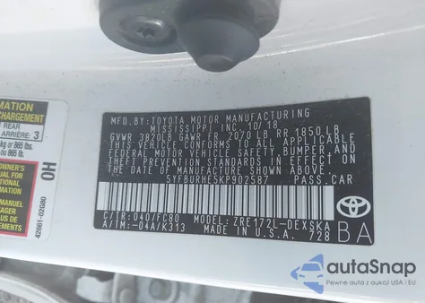 2019 Toyota Corolla Se from USA, damaged, VIN 5YFBURHE5KP902587